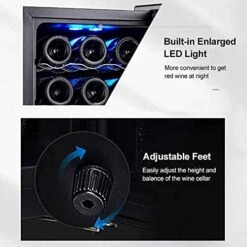 ATAAY Compressor Fridge,Cooler/Small Wine Refrigerato,Mini Fridge Compact Freezer Frozen + Chilled LED Lighting Red Wine Warmer Glass Door Black Frame -Wilton Shop 51WiF1b5fNS