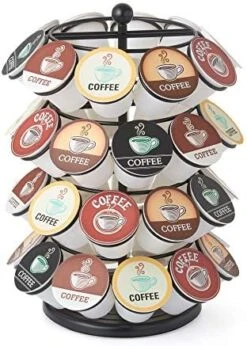 K Cup Holder – Compatible With K-Cups, Coffee Pod Carousel | 40 K Cup Holder, Spins 360-Degrees, Lazy Susan Platform, Modern Chrome Design, Home Or Office Kitchen Counter Organizer -Wilton Shop 51WjGrUHlbL. AC