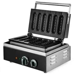 110 V Stainless Steel Corn Dog Maker,Electric Waffle Making Machine，6 Pcs Non-Stick Hot Dog Maker Equipment For Corn Dogs, Cheese Sticks, Cake Pops And More，1500 W Temperature Control