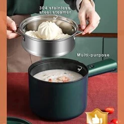Electric Hot Pots With Stainless Steel Steamer, Can Cook Porridge, Stew, Frying Steak, Can Stir-Fry, Etc, 300W/600W Dual Power, 1.7L Non-Stick Pan, Private Special Cooking Utensils For Home/RV/Office 10 Electric Hot Pots With Stainless Steel Steamer, Can Cook Porridge, Stew, Frying Steak, Can Stir-Fry, Etc, 300W/600W Dual Power, 1.7L Non-Stick Pan, Private Special Cooking Utensils For Home/RV/Office -Wilton Shop 51WnxtpXHFL