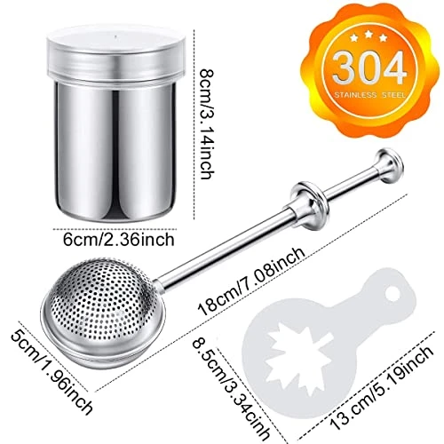 4 Pcs Flour Dusting Wand For Baking Kitchen, Powdered Sugar Flour Duster Dispenser Shaker For Sugar, Flour And Spices, Pick Up And Dust Flour Sifter, 18/8 Stainless Steel, Printing Molds Stencils 6 4 Pcs Flour Dusting Wand For Baking Kitchen, Powdered Sugar Flour Duster Dispenser Shaker For Sugar, Flour And Spices, Pick Up And Dust Flour Sifter, 18/8 Stainless Steel, Printing Molds Stencils - Image 4