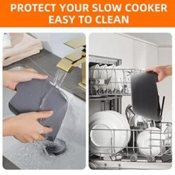 Slow Cooker Divider Liners Fit 6 QT, Silicone Slow Cooker Liners, Reusable & Dishwasher Safe & Leakproof Slow Cooker Liner Inserts 2 Pack (Grey) -Wilton Shop 51WsaNWN64L