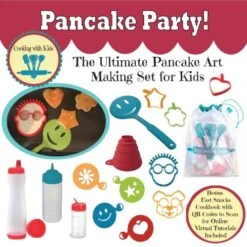 With Kids NEW Pancake Party! - The Ultimate Pancake Art Making Gift Set Children + BONUS Storage Tote Interactive Cookbook W/QR Codes Scan Free Virtual Cooking Classes