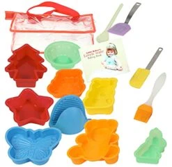 Wave L’ovenware Little Baker’s Kit, Mini Baking Set For Young Aspiring Chefs, 9 Silicone Non-Stick Baking Molds, 4 Silicone Tools, Little Baker’s Recipe Book, Convenient Carry Case For Easy Storage