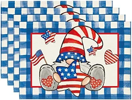 Black Buffalo Plaid Gnome American Flag Stars 4th Of July Placemats Set Of 4, 12x18 Inch Patriotic Memorial Day Table Mats For Party Kitchen Dining Decoration 16 Black Buffalo Plaid Gnome American Flag Stars 4th Of July Placemats Set Of 4, 12x18 Inch Patriotic Memorial Day Table Mats For Party Kitchen Dining Decoration - Image 14