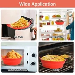 Silicone Air Fryer Liners,7.5in For Air Fryer3to5QT,3-Pack,Air Fryer Silicone Liners Reusable Foldable,Air Fryer Basket,Airfryer Liners Inserts For Oven Microwave Air Fryer Accessories(Red+Black+grey -Wilton Shop 51XMJjetrPL