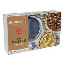 De Buyer Home Baking Box For Pie & Tart - DIY Pastry-Making Kit - Includes Fluted Tart Ring, Baking Sheet, Cooling Rack + Cake & Pie Server