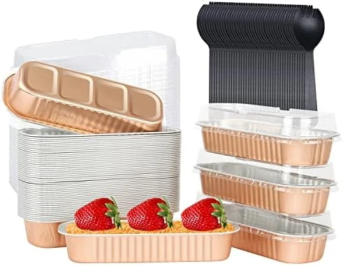 Mini Loaf Pans With Lids 50 Pack, 6.8oz Rectangle Aluminum Foil Baking Pans Tins Containers,Disposable Ramekins Baking Cups Muffin Tins Cupcake Cups For Mini Brownie Cake Bread Loaf -Pink 10 Mini Loaf Pans With Lids 50 Pack, 6.8oz Rectangle Aluminum Foil Baking Pans Tins Containers,Disposable Ramekins Baking Cups Muffin Tins Cupcake Cups For Mini Brownie Cake Bread Loaf -Pink - Image 8