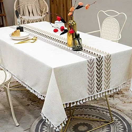 Tablecloth, Rectangle Table Cloth Linen Wrinkle Free Anti-Fading Tablecloths Washable Dust-Proof Table Cover For Kitchen Dinning Party (Rectangle/Oblong, 55''x70'',4-6 Seats, Gray) 9 Tablecloth, Rectangle Table Cloth Linen Wrinkle Free Anti-Fading Tablecloths Washable Dust-Proof Table Cover For Kitchen Dinning Party (Rectangle/Oblong, 55''x70'',4-6 Seats, Gray) - Image 7