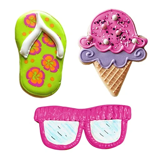 3-Piece Summer Fun Cookie Cutter Set With Recipe Booklet, Flip Flop, Sunglasses, Ice Cream Cone 4 3-Piece Summer Fun Cookie Cutter Set With Recipe Booklet, Flip Flop, Sunglasses, Ice Cream Cone - Image 2