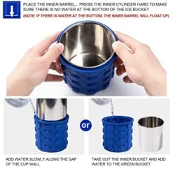 Ice Cube Mold Ice Trays, Large Silicone Ice Bucket Containing Ice Clip, (2 In 1) Ice Cube Maker, Round,Portable,For Frozen Whiskey, Cocktail, Beverages (Blue)