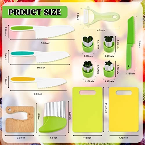 Kids Knives For Real Cooking, 13 Pieces Wooden Kids Kitchen Knife Set Include 4 Serrated Edges Plastic Toddler Knife,Crinkle Cutter, Y Peeler,Cutting Boards And Wood Toddler Safe Knife 7 Kids Knives For Real Cooking, 13 Pieces Wooden Kids Kitchen Knife Set Include 4 Serrated Edges Plastic Toddler Knife,Crinkle Cutter, Y Peeler,Cutting Boards And Wood Toddler Safe Knife - Image 5