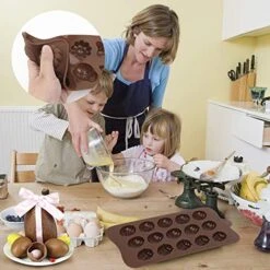 4 Pieces Easter Silicone Mold Egg Bunny Duck Flower Insect Silicone Mold Chocolate Candy Molds For Party Jelly Ice Cube Home Baking Cupcake Holiday Decorations, 45 Cavities In Total -Wilton Shop 51Xgi403wsL