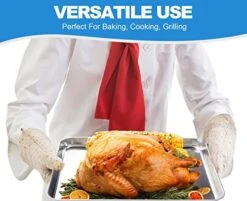 Baking Sheet Set Of 2, Yododo Stainless Steel Baking Pans Tray Cookie Sheet Cookie Pan , Non Toxic & Healthy, Mirror Finish & Rust Free, Easy Clean & Dishwasher Safe - Size Of 16inch & 12 Inch -Wilton Shop 51XjWYECA6L