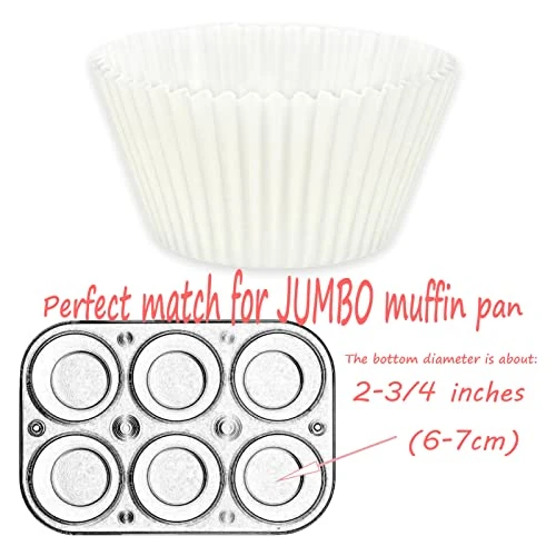 Extra Large White Cupcake Baking Cups 2-3/4"(Bottom) X2"(Deep) Jumbo-sized Greaseproof Paper Muffin Liners, 120 Pcs Per Case 5 Extra Large White Cupcake Baking Cups 2-3/4"(Bottom) X2"(Deep) Jumbo-sized Greaseproof Paper Muffin Liners, 120 Pcs Per Case - Image 3