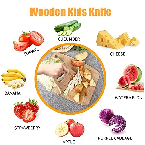 Wooden Kids Knife For Cooking And Safe Cutting Veggies Fruits, Cute Dinosaur Shape Kids Kitchen Tools, 2-10 Years Old Applicable 5 Wooden Kids Knife For Cooking And Safe Cutting Veggies Fruits, Cute Dinosaur Shape Kids Kitchen Tools, 2-10 Years Old Applicable - Image 3