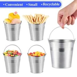 Metal Buckets Mini Tinplate Bucket,4 Inch Metallic Pails With Handle For Party Favors, Candy, Votive Candles, Trinkets, Small Plants,12 Pieces -Wilton Shop 51XvQcS2RBL