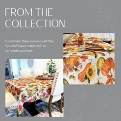 Grateful Season Printed Fall Fabric Napkins, 17" X 17", Set Of 8 -Wilton Shop 51Xx147JfQL