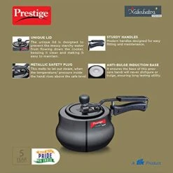 Prestige Nakshatra Plus Svachh Hard Anodised Aluminium Spillage Control Handi Pressure Cooker (Black), 2 Liter -Wilton Shop 51Y2s8eeJ4L