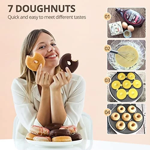Lectric Mini Donut Maker Machine, Non-stick Surface Donut Maker, Donut Print For Home Making 7 Small Doughnuts And More Snacks 6 Lectric Mini Donut Maker Machine, Non-stick Surface Donut Maker, Donut Print For Home Making 7 Small Doughnuts And More Snacks - Image 4