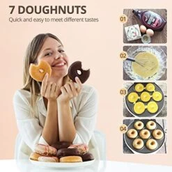 Mini Donut Maker Machine, Electric Non-Stick Donut Maker Machine For Makes 7 Doughnuts, Kid-Friendly Breakfast, Snacks, Donut Print Desserts & More For Home And Travel Use -Wilton Shop 51Y6Hos8K3L