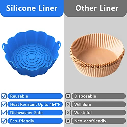 2 Pack Air Fryer Silicone Liners - 7.5 Inch Reusable Food Safe Air Fryer Silicone Pot, Round Air Fryer Basket Easy Cleaning For 3 To 5QT Air Fryer Oven Accessories, Replacement For Paper Liners 5 2 Pack Air Fryer Silicone Liners - 7.5 Inch Reusable Food Safe Air Fryer Silicone Pot, Round Air Fryer Basket Easy Cleaning For 3 To 5QT Air Fryer Oven Accessories, Replacement For Paper Liners - Image 3