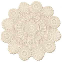 Gracebuy Beige 31 Inch Round 100% Handmade Crochet Lace Tablecloth Doilies