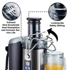 Kognita Centrifugal Juicer Machines，Juicer Machine For Vegetable And Fruit, 1100W Juice Extractor With 3’’ Feed Chute, Pulp Collector, 4-Speed Setting And LCD Monitor - Stainless-Steel, Brush Included -Wilton Shop 51YUVQ68ZcL