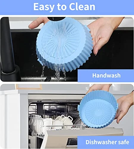 Air Fryer Silicone Liners 8 Inch, 2 Pack Air Fryer Accessories For Ninja Air Fryer Liners Reusable With Handle, Basket For 5 QT To 7 QT, Red & Blue 6 Air Fryer Silicone Liners 8 Inch, 2 Pack Air Fryer Accessories For Ninja Air Fryer Liners Reusable With Handle, Basket For 5 QT To 7 QT, Red & Blue - Image 4