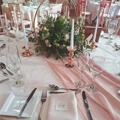 YAWALL Chiffon Table Runner For Wedding Decorations - Dusty Rose Bridal Baby Shower Party Decor Rustic Boho Runners 10ft -Wilton Shop 51YwMWUnjpL