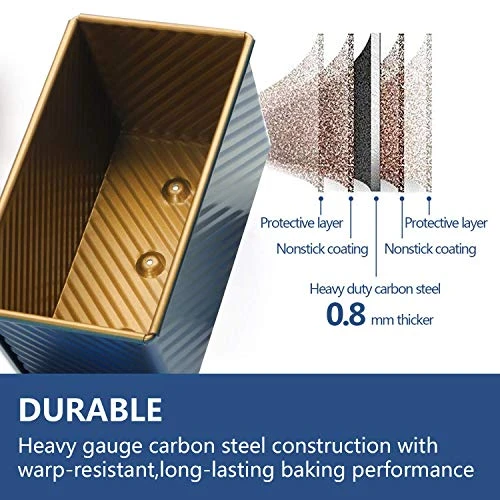 Pullman Loaf Pan With Lid Bread Mold Toast Box With Cover For Baking Non Stick Gold Blue Aluminum Alloy,Bread Tin For Homemade Cakes, Breads And Meatloaf… (Blue) 6 Pullman Loaf Pan With Lid Bread Mold Toast Box With Cover For Baking Non Stick Gold Blue Aluminum Alloy,Bread Tin For Homemade Cakes, Breads And Meatloaf… (Blue) - Image 4