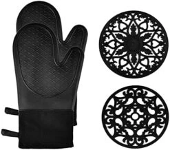 Oven Mitts And Pot Holders Sets, Silicone Oven Mitts Heat Resistant 600F, Oven Mitt Set Soft Lining Good Grip, Oven Gloves And Trivet Mats 4 Piece Set, Aqua Sky 24 Oven Mitts And Pot Holders Sets, Silicone Oven Mitts Heat Resistant 600F, Oven Mitt Set Soft Lining Good Grip, Oven Gloves And Trivet Mats 4 Piece Set, Aqua Sky -Wilton Shop 51Z H5WsqFL. AC