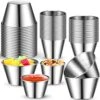 60 Pcs Stainless Steel Sauce Cups 1.5 Oz, 2.5 Oz, 5.5 Oz Individual Round Condiments Cups Ramekin Dipping Sauce Cup For Dish Vinegar Butter Lemon Slices Ice Cubes Kitchen Camping BBQ Dinner Party -Wilton Shop 51Z1EVz5GhL