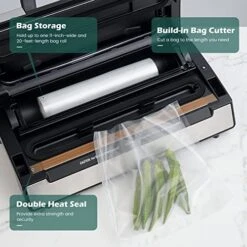 Vacuum Sealer Pro Food Sealer With Built-in Cutter And Bag Storage Includes 2 Bag Rolls 8"x16'and 11"x16' Handle Lock Design 90kpa Double Heat Seal For Food Preservation -Wilton Shop 51Z1qc40O3L