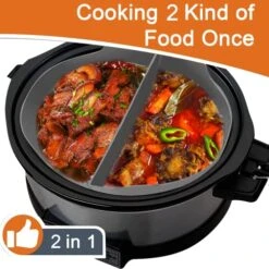 Slow Cooker Liners, Silicone Slow Cooker Liner Slow Cooker Divider Insert BPA Free, Dishwasher Safe Fit 6QT (2 Count, Grey) -Wilton Shop 51Z3hNcB07L