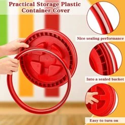 4 Pieces 5 Gallon Bucket With Lid Seal Lid Bucket Twist Lid Plastic Bucket Seal Lid Bucket Leakproof Lid Food Storage Container Lid Compatible With Gamma (White, Red) -Wilton Shop 51Z3hZVsu8L