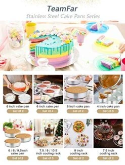 Cake Pan, 4’’ - 6’’ - 8’’ - 9½’’ - 11’’, Stainless Steel Round Baking Tier Cake Pans Set, Healthy & Heavy Duty, Mirror Finish & Dishwasher Safe - Set Of 5 -Wilton Shop 51Z4JYLTPwL