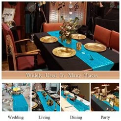 Turquoise Bridal Shower Decorations 14x108-Inch 21st Birthday Decorations Aqua Blue Sequin Table Runners 5pcs -0723S -Wilton Shop 51ZHG1OnSXS