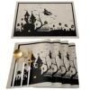 Halloween House Placemat Set Of 6, Haunted House Pumpkins Farmhouse Place Mats Non-Slip Heat-Insulated Witch Castle Table Mats Washable Linen Kitchen Placemats For Dining Table Scary Movie Nights -Wilton Shop 51ZJTc3dmwS