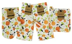 GENERIC Fruit Kitchen Towels And Pot Holder: Watercolor Oranges And Leaf Print On Flat Weave Cotton With Easy Hang Fabric Loops (Orange You Smart)