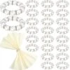 Arl Napkin Rings Set Of 24, Napkin Rings Holder Stretched Rhinestone Serviette Rings Buckle Silver Elastic Spring Beaded Napkin Rings For Weddings Reception Thanksgiving Party Banquet Table Decor -Wilton Shop 51ZRpQwh1CL