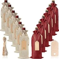 12 Pcs Burlap Wine Bags And 12 Pcs Gift Tags, Reusable Wine Gift Bags With Drawstrings, Jute Wine Bags, Wine Bottle Covers, Wine Bottle Bags For Party, Wedding, Birthday, Blind Tastings, Travel, Christmas, Home Storage -Wilton Shop 51ZShlNVSL. AC