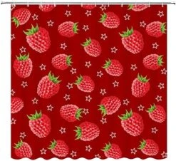 Strawberry Design Shower Curtain Fruit Bathroom Curtains Summer Bath Curtain Cute Strawberry Curtain W 60" L 72" For Kids Boys Girls Teens -Wilton Shop 51ZVrXSHH5L. AC 1