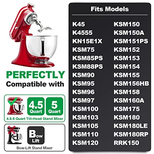 Spiral Dough Hook Replacement For Kitchenaid 4.5/5 Qt. Tilt-Head Stand Mixers, 18/8 Stainless Steel K45DH Dough Hook For Kitchen Aid Mixers Accessories, K45 K45SS KSM75 KSM90 KSM95 KSM100 KSM110 4 Spiral Dough Hook Replacement For Kitchenaid 4.5/5 Qt. Tilt-Head Stand Mixers, 18/8 Stainless Steel K45DH Dough Hook For Kitchen Aid Mixers Accessories, K45 K45SS KSM75 KSM90 KSM95 KSM100 KSM110 - Image 2