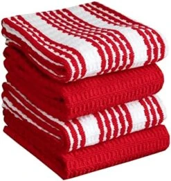Premium Kitchen Towel (4-Pack), 16"x26" Highly Absorbent, Super Soft Long Lasting 100% Cotton Solid/Check Hand Towels, Tea Towels, Blue -Wilton Shop 51ZbutGLrJL. AC