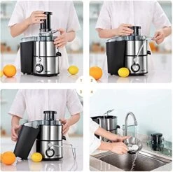 Juicers, Bagotte Centrifugal Juicer With 65mm Wide Feed Chute, 2 Speed Juicer Machines For Vegetables And Fruits, BPA-Free Juice Extractor With 304 Stainless Steel, Easy To Clean -Wilton Shop 51ZqakHRbQL