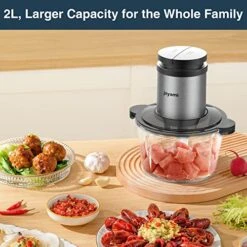 Food Processor With 2 Bowls, JOYAMI Electric Meat Chopper & Vegetable Grinder, 8-Cup Stainless Steel Bowl And Glass Bowl, 4 Sharp Blades, 2 Speed, 400W -Wilton Shop 51ZqlBsoQEL