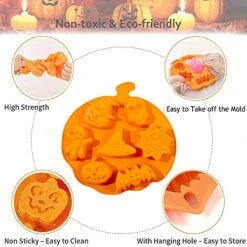5Pcs Halloween Silicone Mold Bat Pumpkin Witch Hat Skeleton Candy Chocolate Mould Colorful Fondant Resin Baking Mold For DIY Craft Gummy Cookie Cake Cupcake Topper Decoration -Wilton Shop 51ZtEqC9yWL