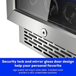 15 Inch Built-In/Freestanding 32 Bottles Or 96 Cans Wine Cellar And Beverage Fridge Smart Control Stainless Steel Mirror Glass Door W/Lock EFC-ZFA88 Compressor Wine Cooler Refrigerator -Wilton Shop 51Zte1nnp1S