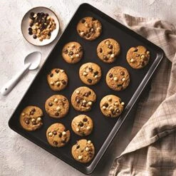 Nonstick Small Size Cookie Sheet 13" X 9", Carbon Steel Small Size Cookie Tray 2 Layers Food-Grade Coating, Non-stick Cookie Sheet, Bakeware Baking Accessories - Advanced Collection -Wilton Shop 51a1aglNAWL